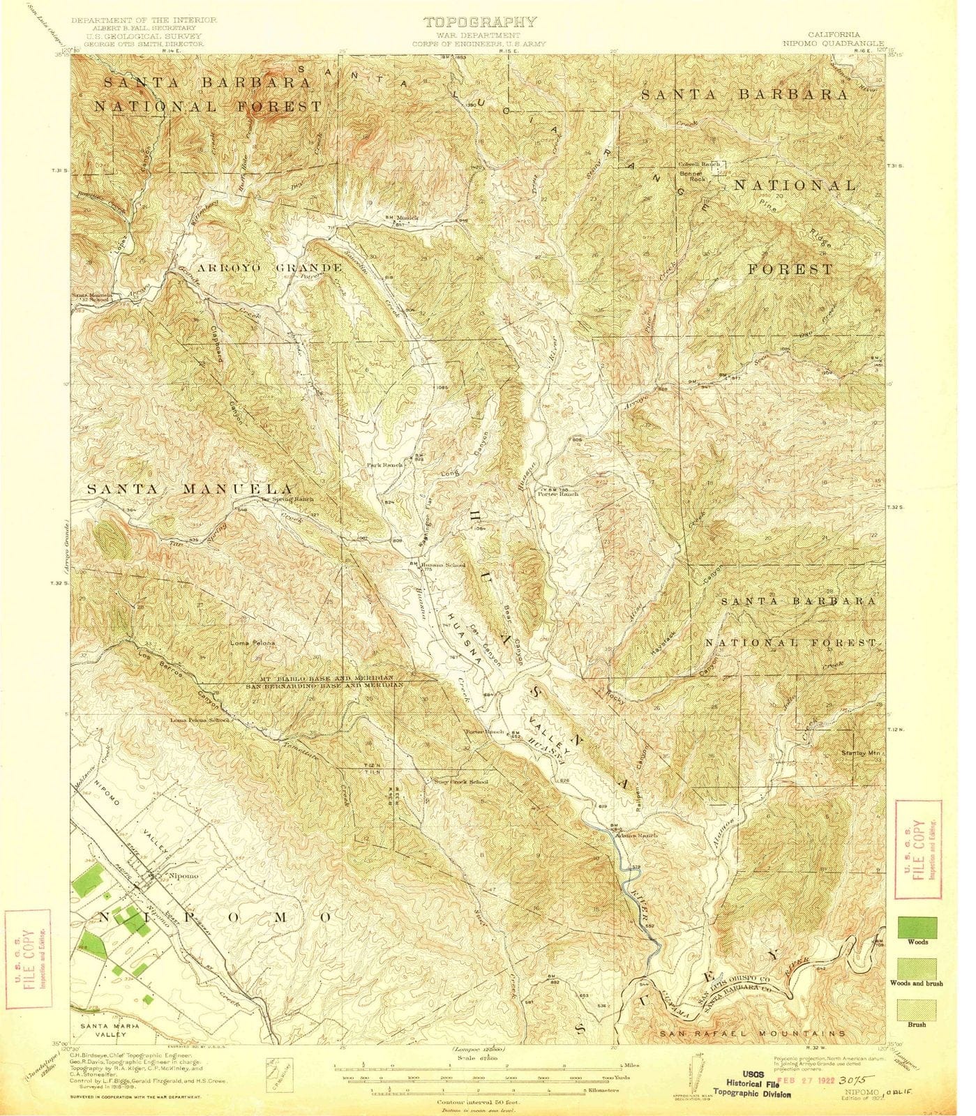1922 Nipomo, CA - California - USGS Topographic Map