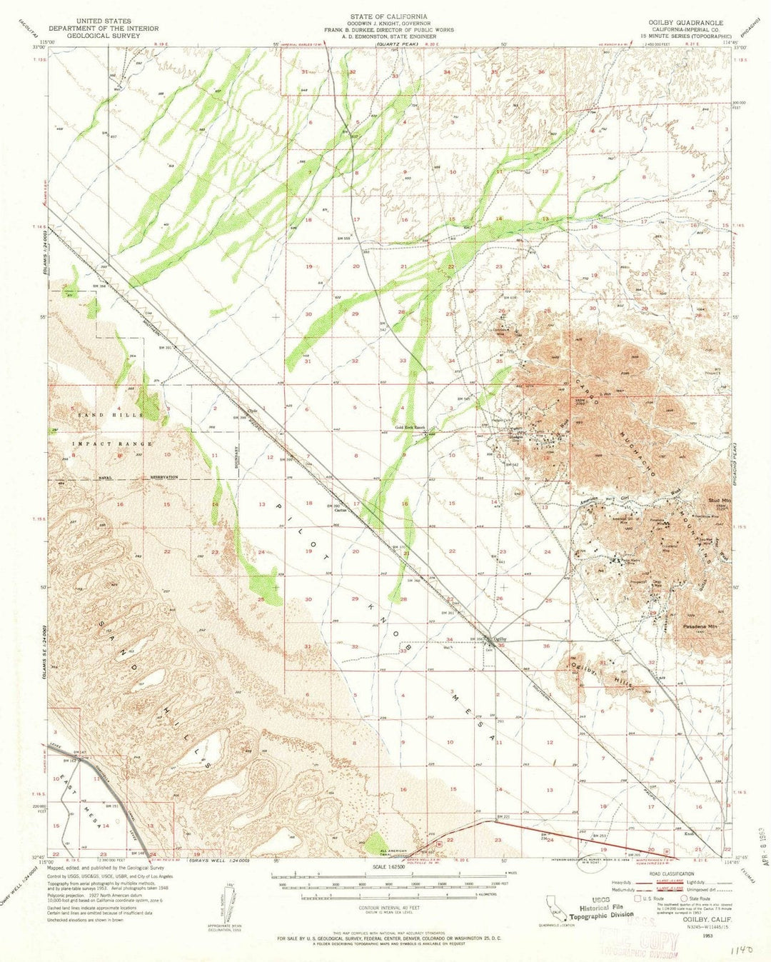 1953 Ogilby, CA - California - USGS Topographic Map