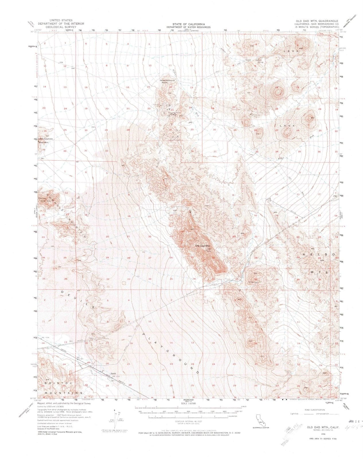 1956 Oldad Mountain, CA - California - USGS Topographic Map