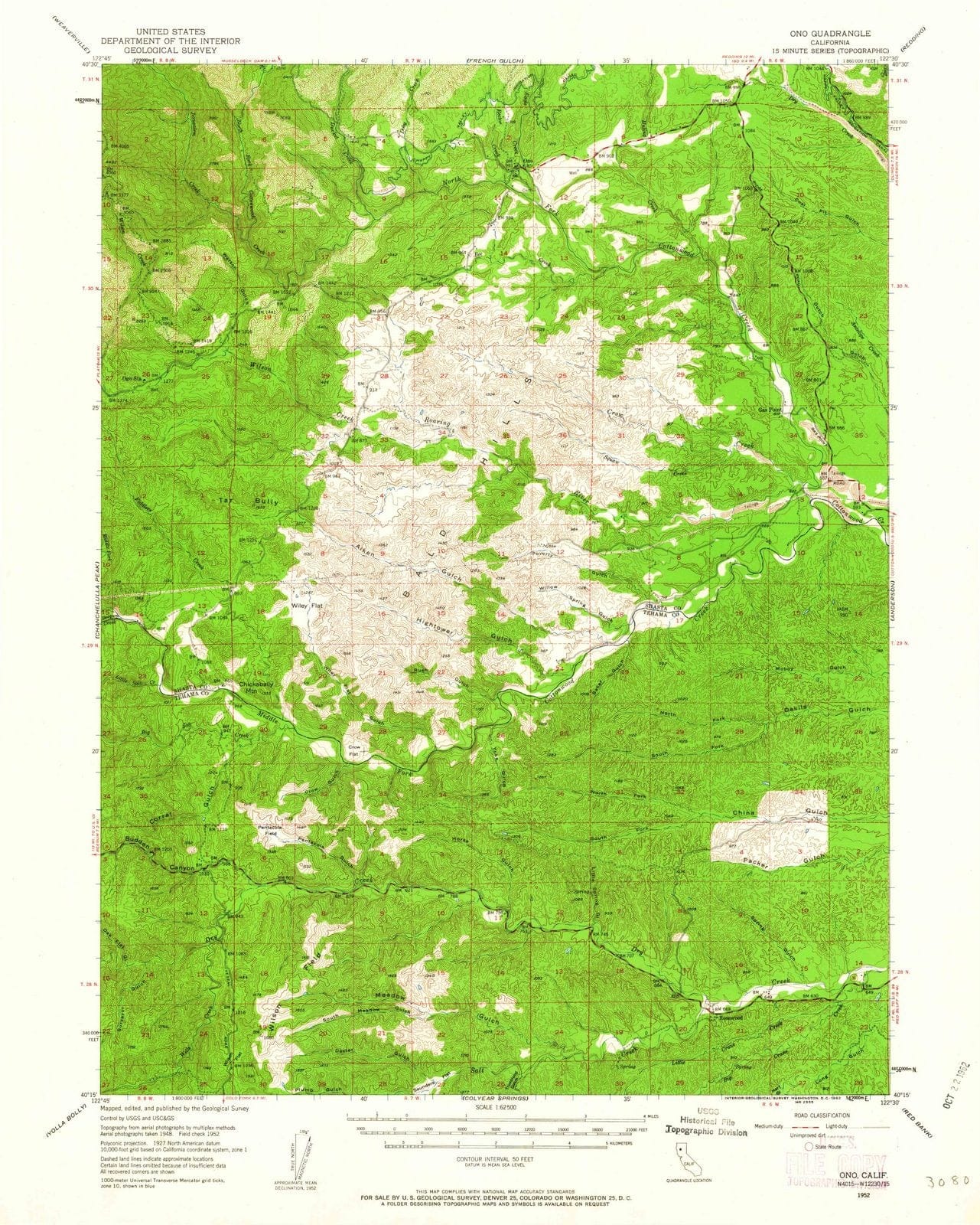 1952 ONO, CA - California - USGS Topographic Map