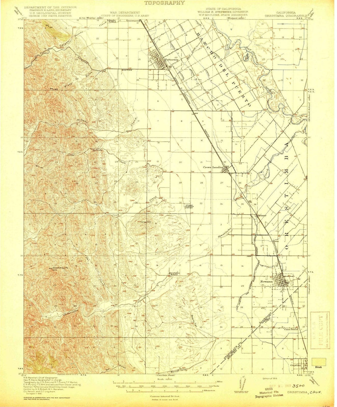 1919 Orestimba, CA - California - USGS Topographic Map