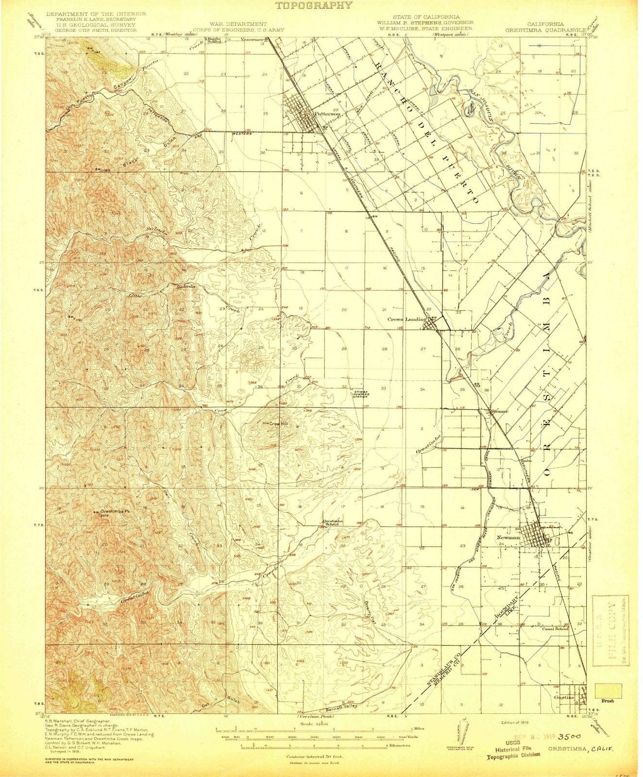 1919 Orestimba, CA - California - USGS Topographic Map