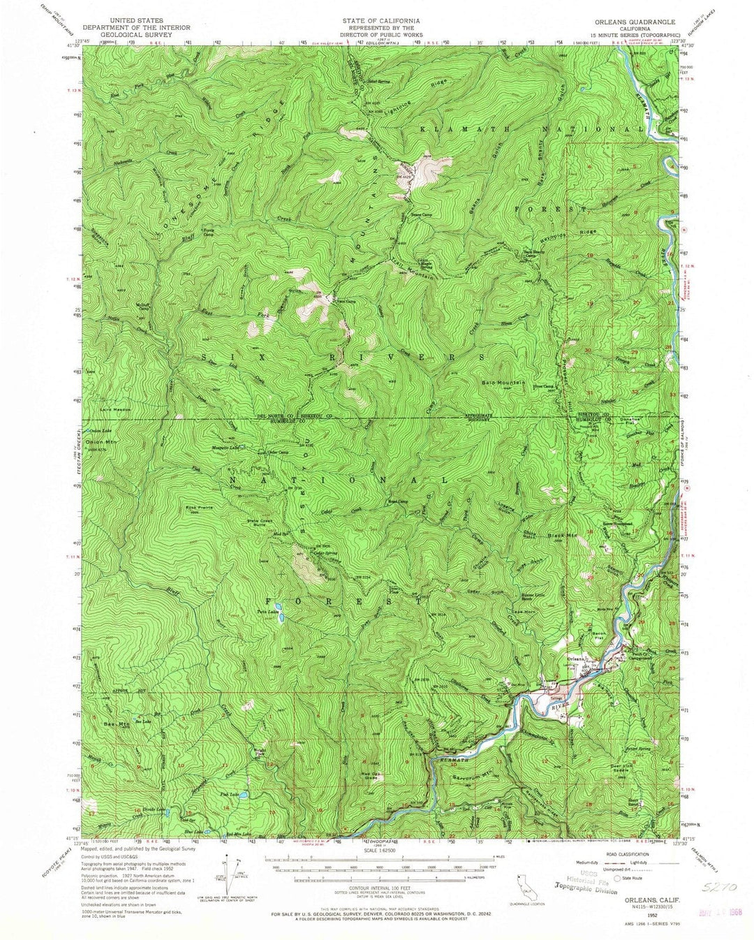 1952 Orleans, CA - California - USGS Topographic Map