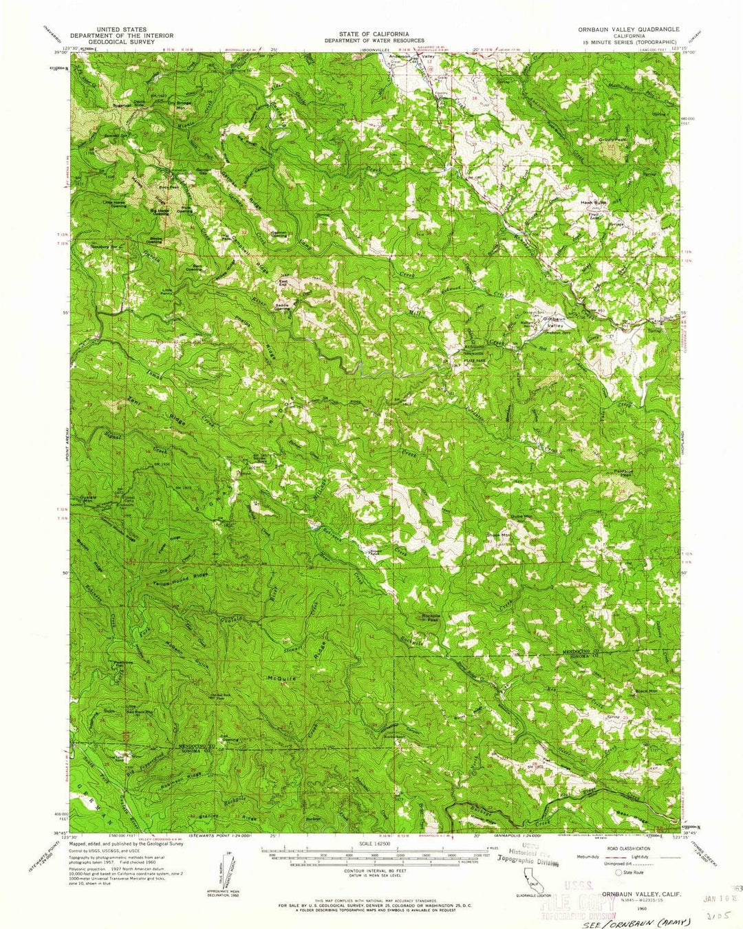 1960 Ornbaun Valley, CA - California - USGS Topographic Map
