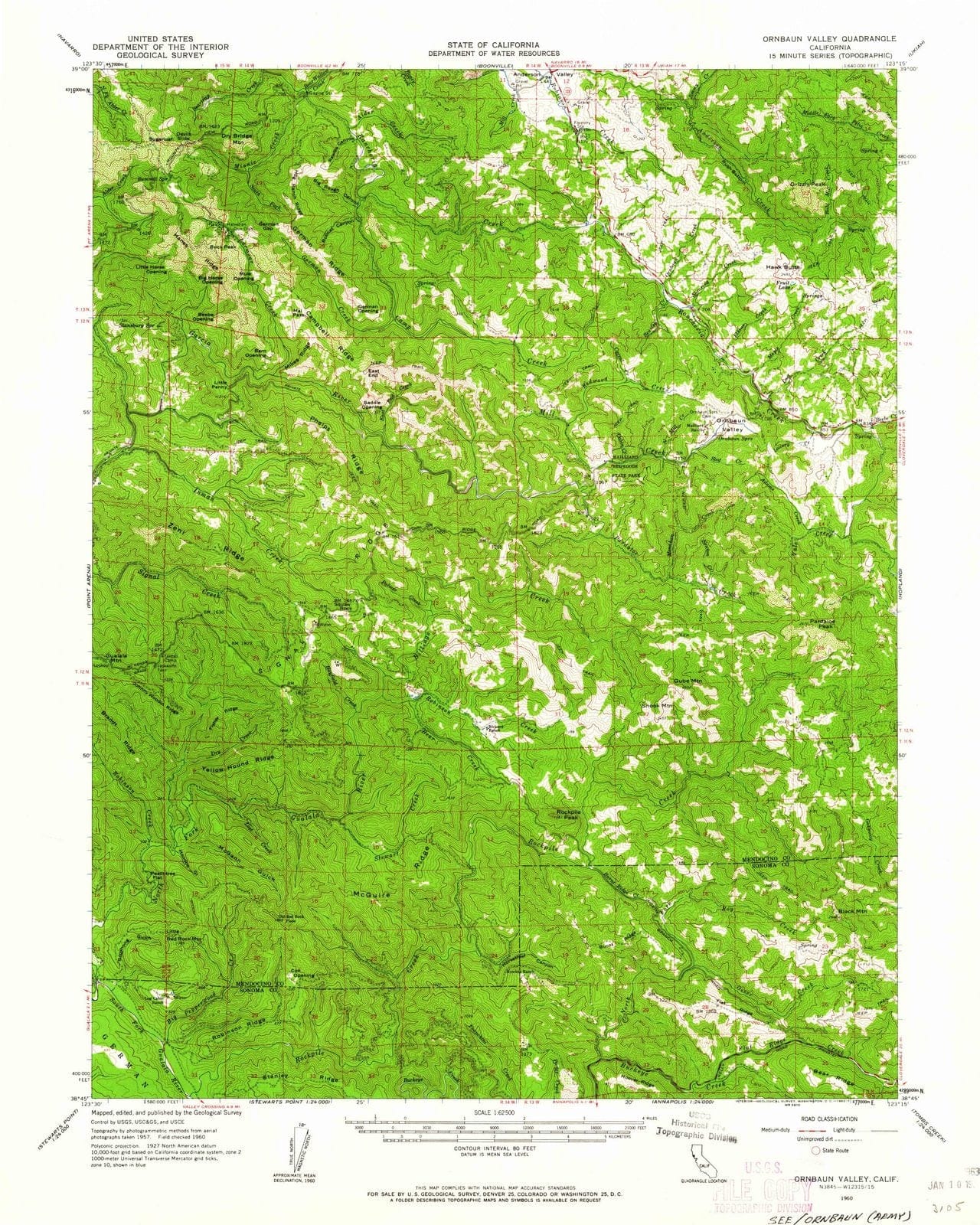 1960 Ornbaun Valley, CA - California - USGS Topographic Map