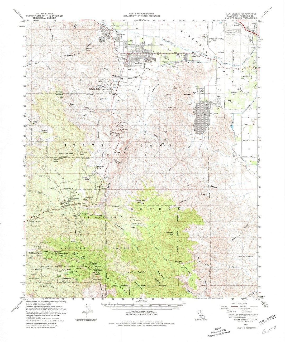 1959 Palmesert, CA - California - USGS Topographic Map