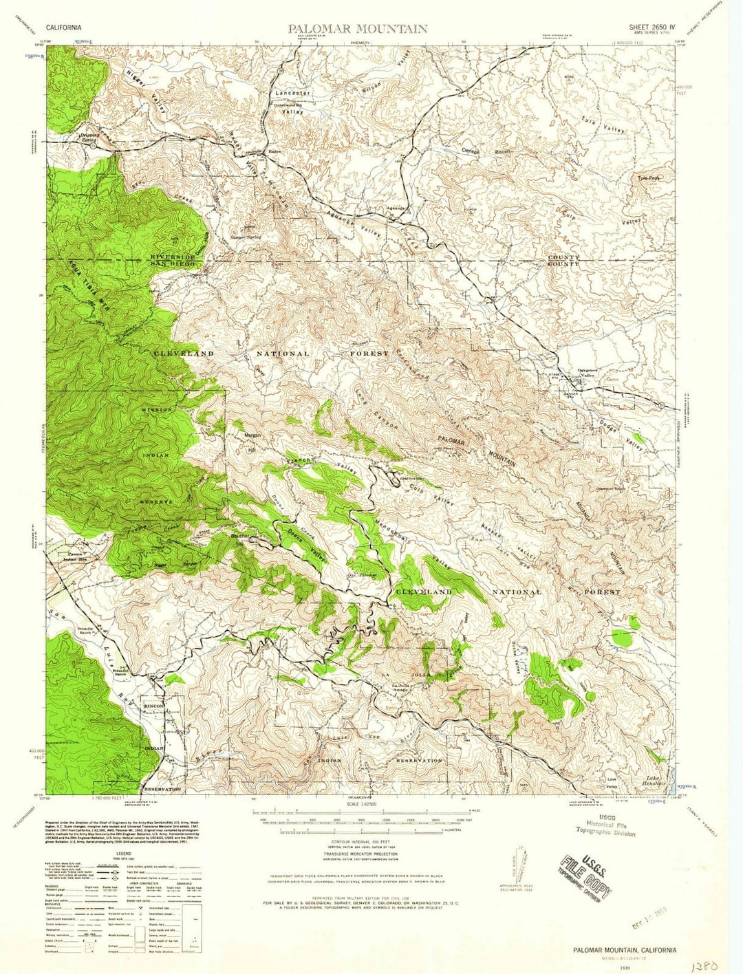 1939 Palomar Mountain, CA - California - USGS Topographic Map