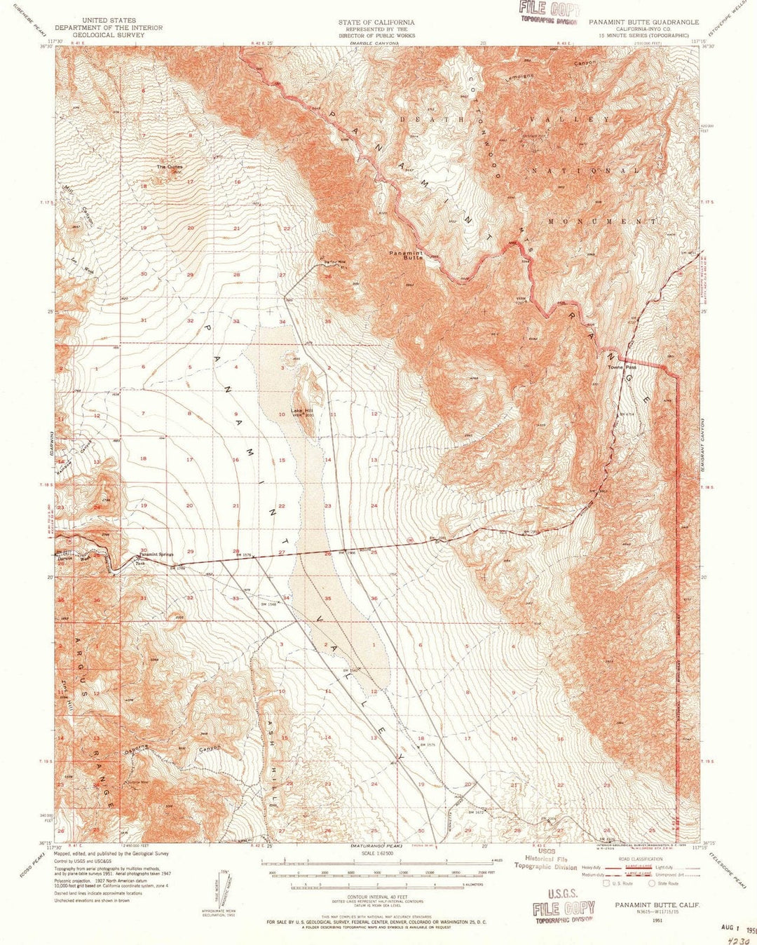 1951 Panamint Butte, CA - California - USGS Topographic Map