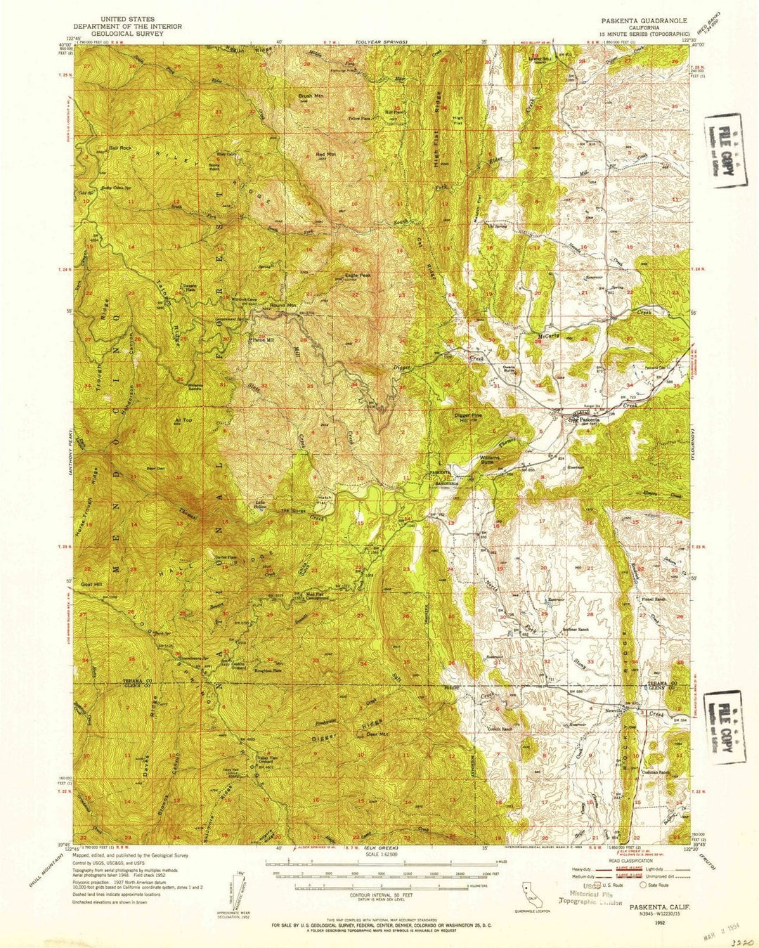 1952 Paskenta, CA - California - USGS Topographic Map