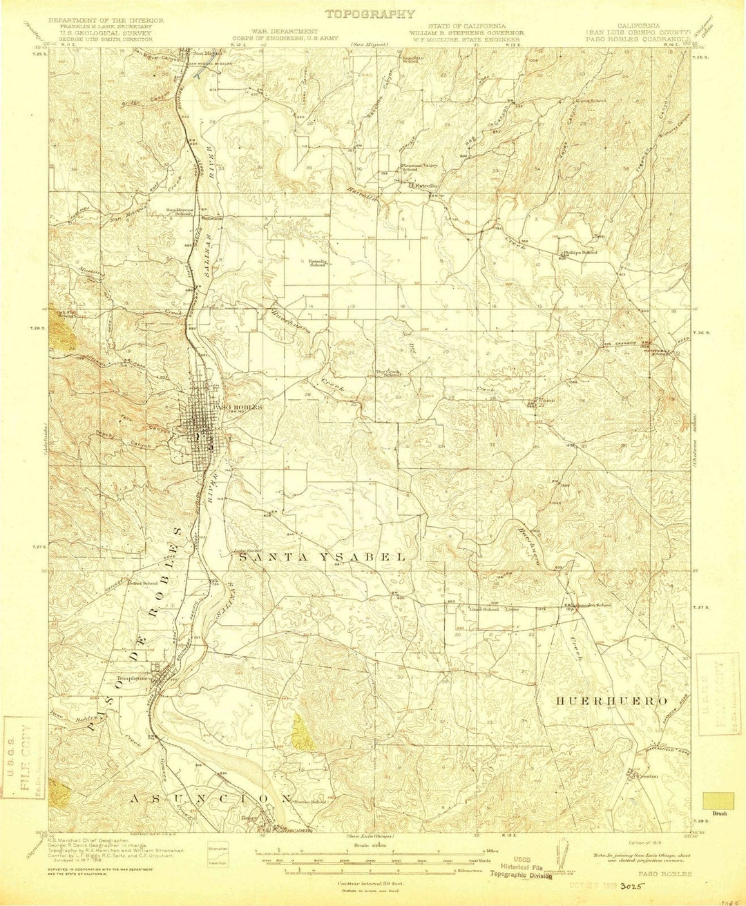 1919 Paso Robles, CA - California - USGS Topographic Map