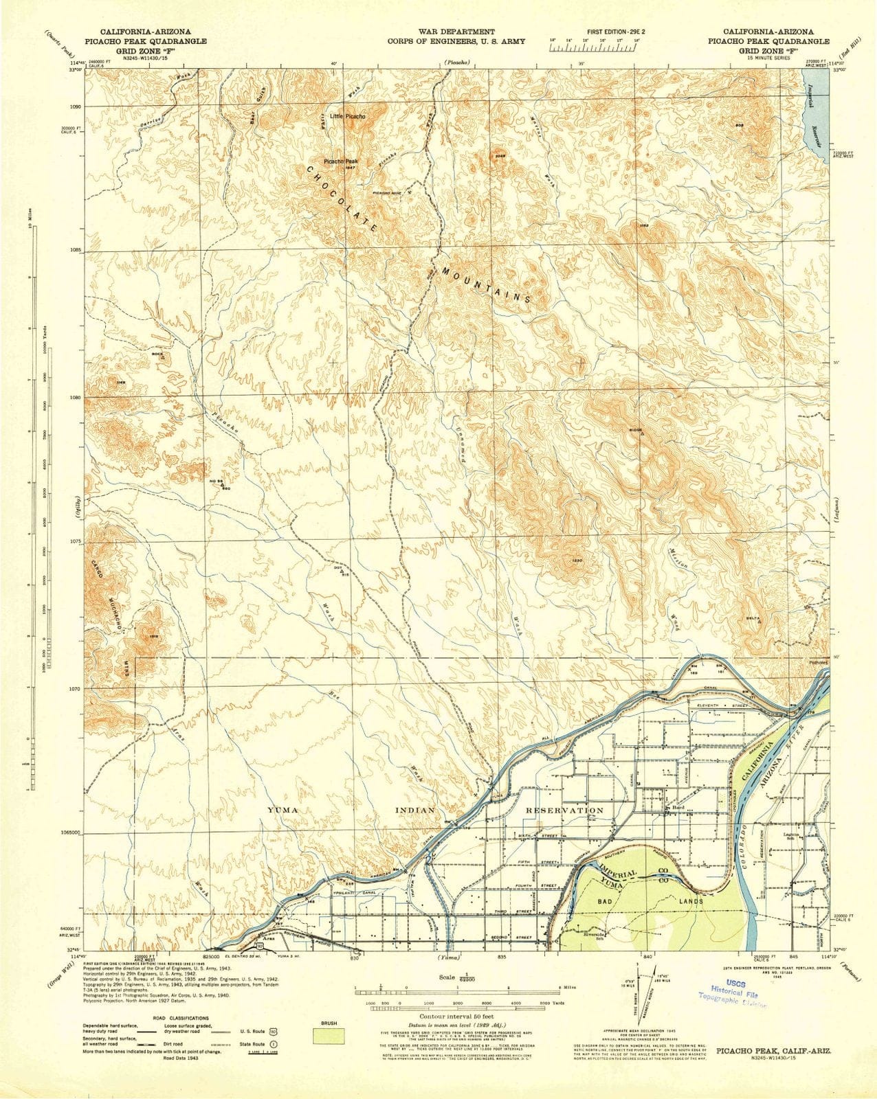 1945 Picacho Peak, CA - California - USGS Topographic Map