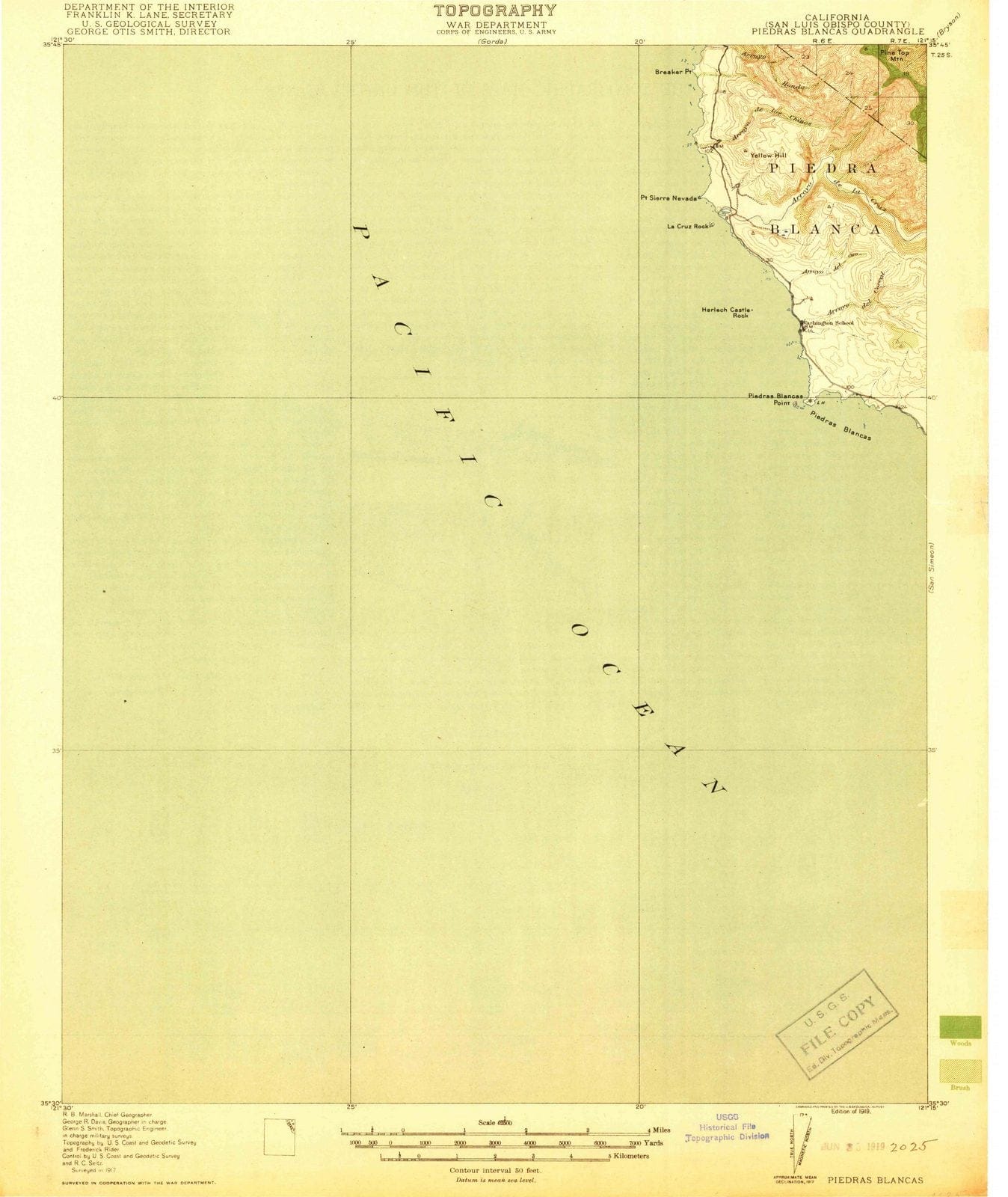 1919 Piedras Blancas, CA - California - USGS Topographic Map