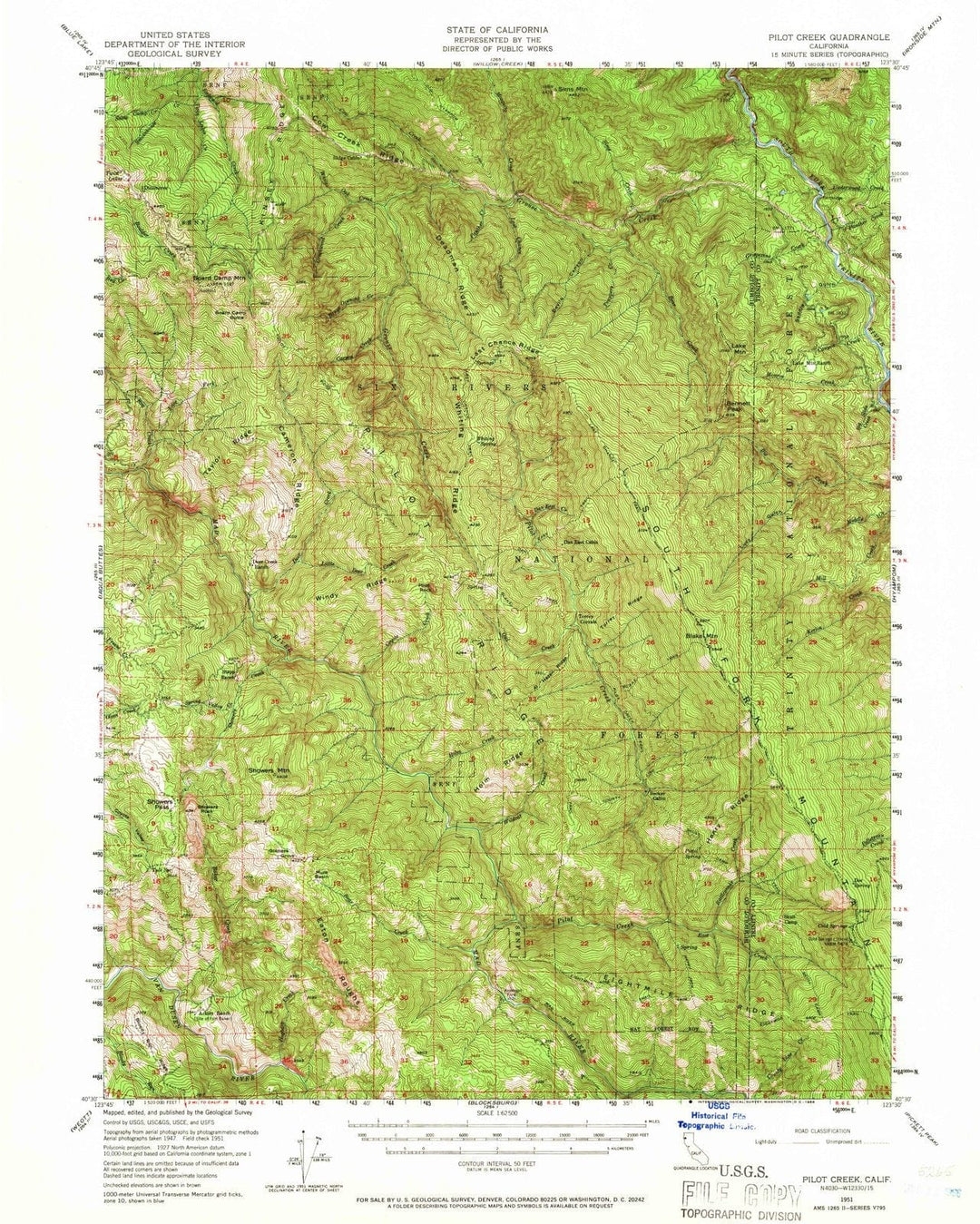 1951 Pilot Creek, CA - California - USGS Topographic Map