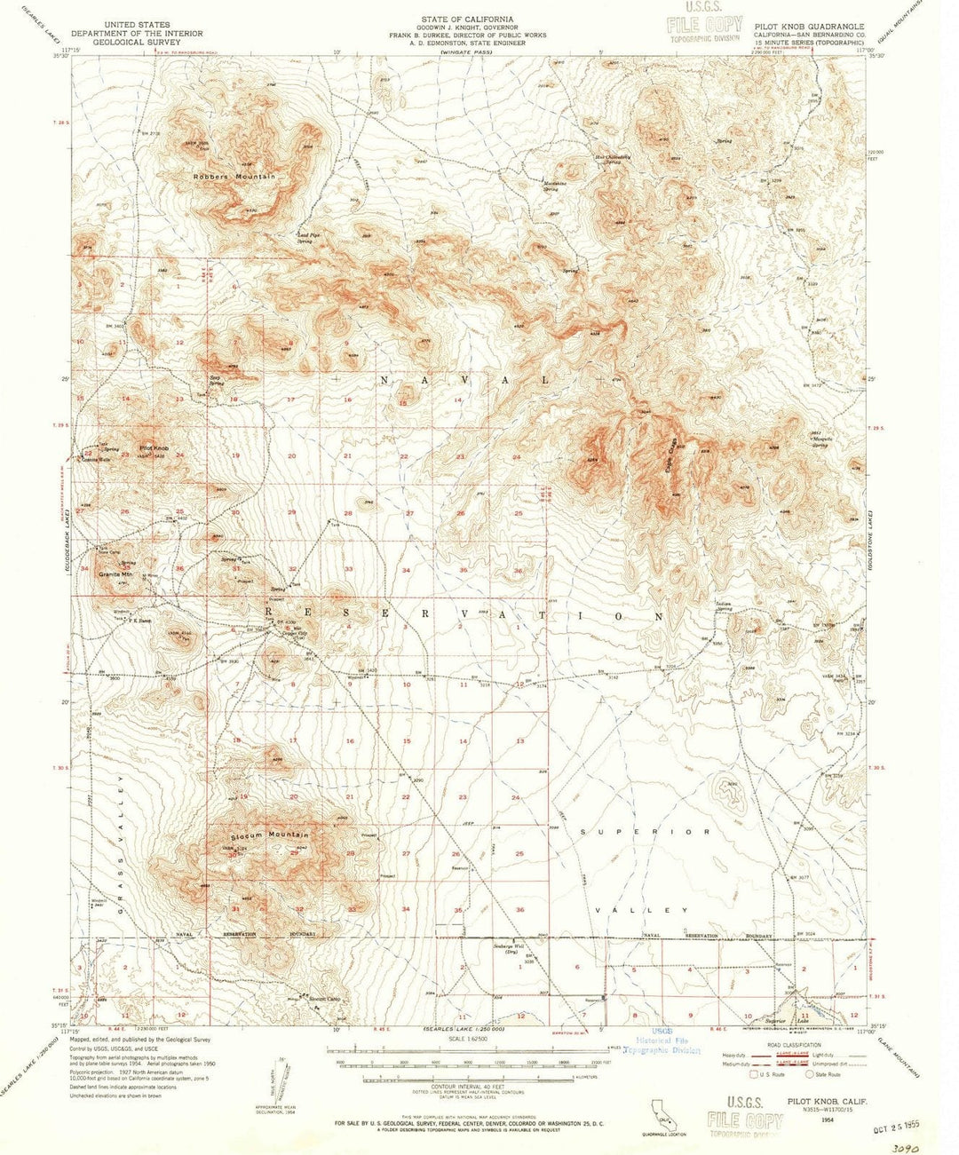 1954 Pilot Knob, CA - California - USGS Topographic Map
