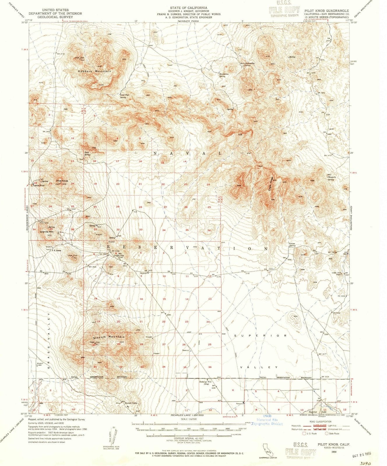 1954 Pilot Knob, CA - California - USGS Topographic Map