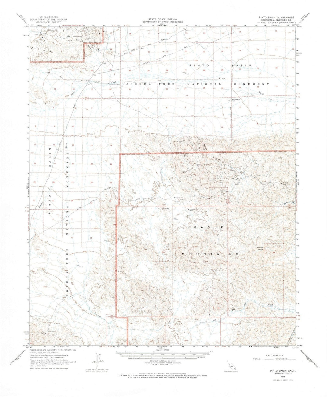 1963 Pinto Basin, CA - California - USGS Topographic Map