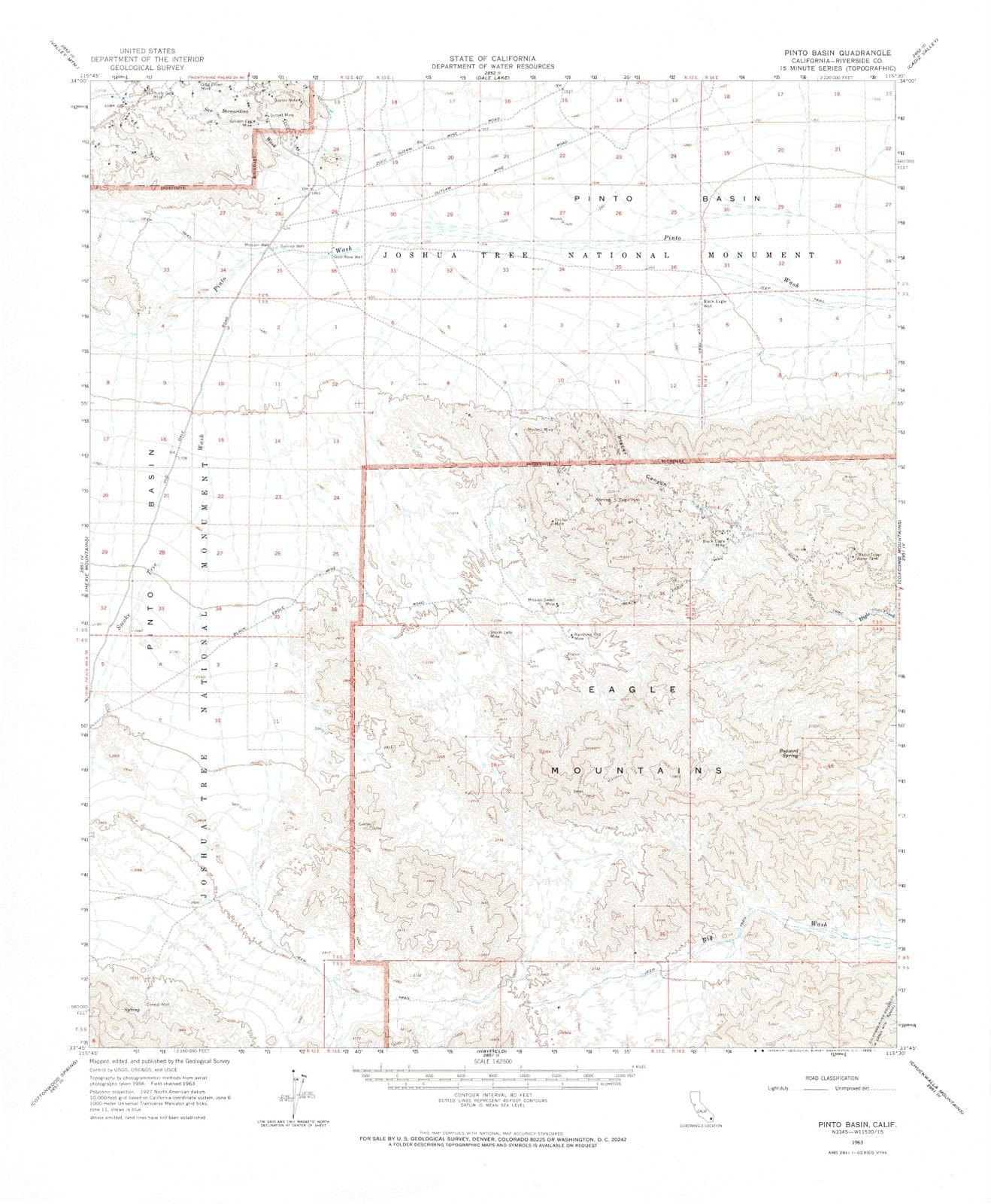 1963 Pinto Basin, CA - California - USGS Topographic Map