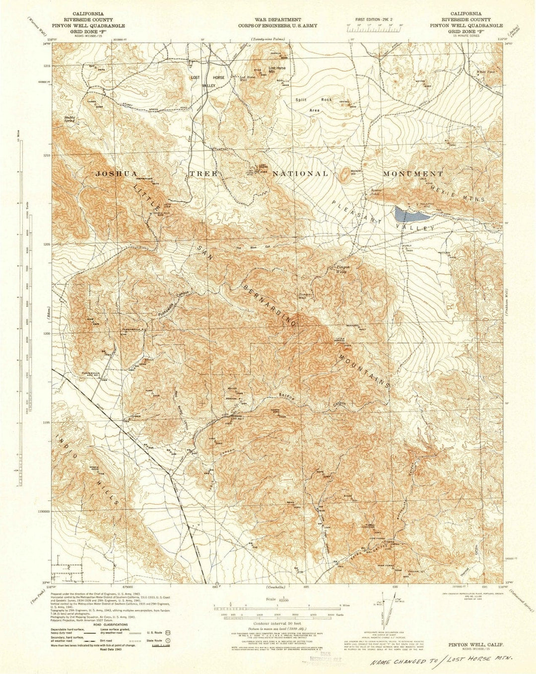 1944 Pinyon Well, CA - California - USGS Topographic Map