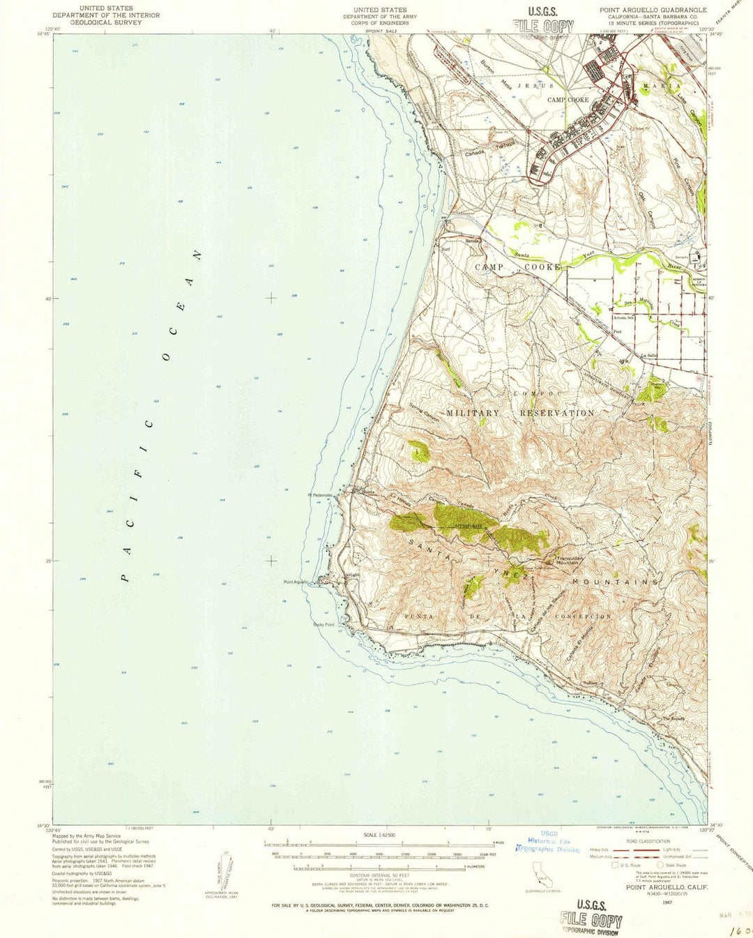 1947 Point Arguello, CA - California - USGS Topographic Map