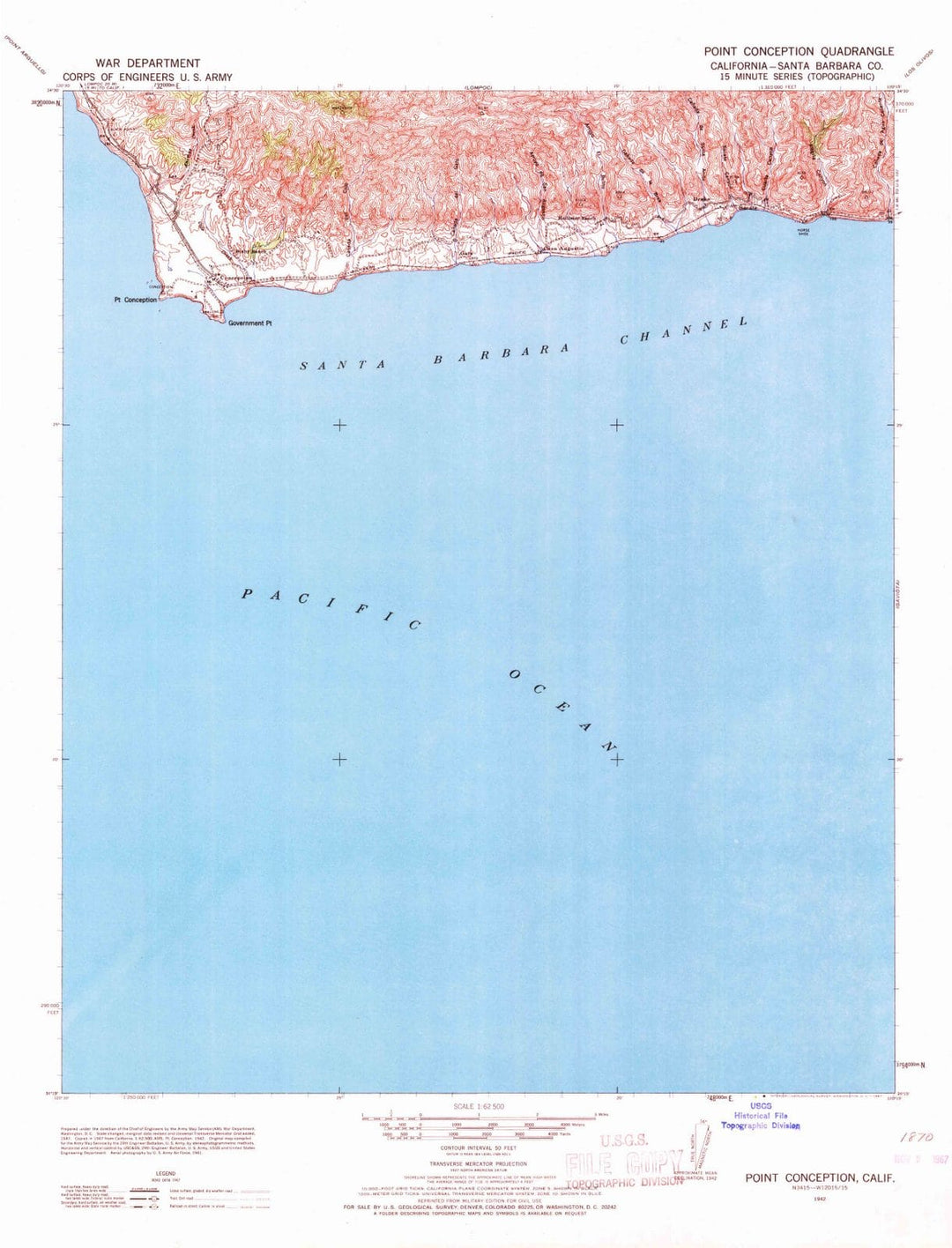 1942 Point Conception, CA - California - USGS Topographic Map