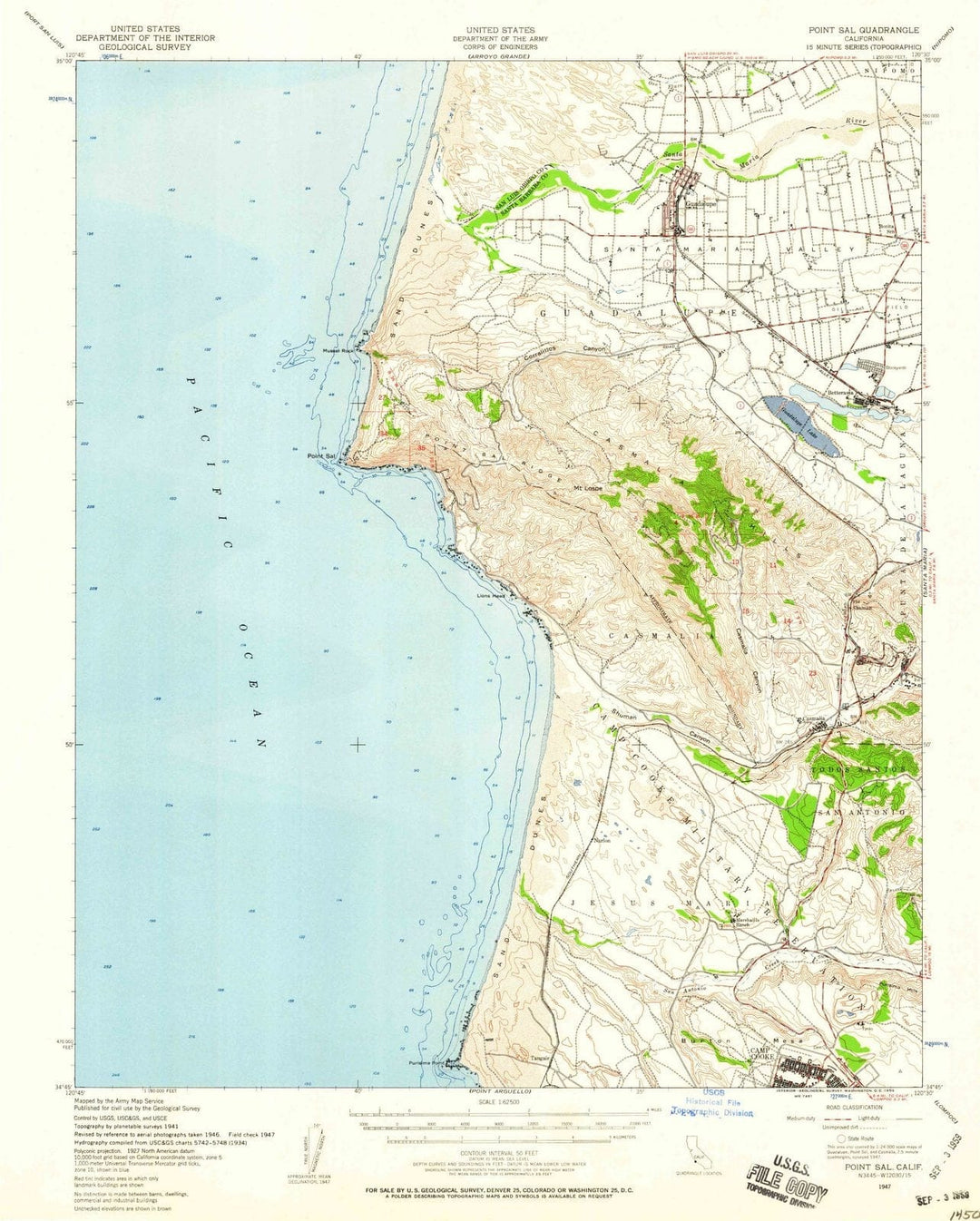 1947 Point Sal, CA - California - USGS Topographic Map