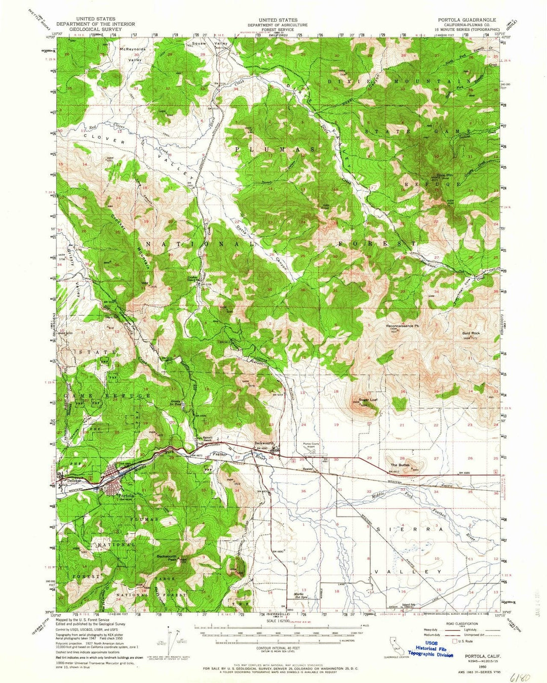 1950 Portola, CA - California - USGS Topographic Map