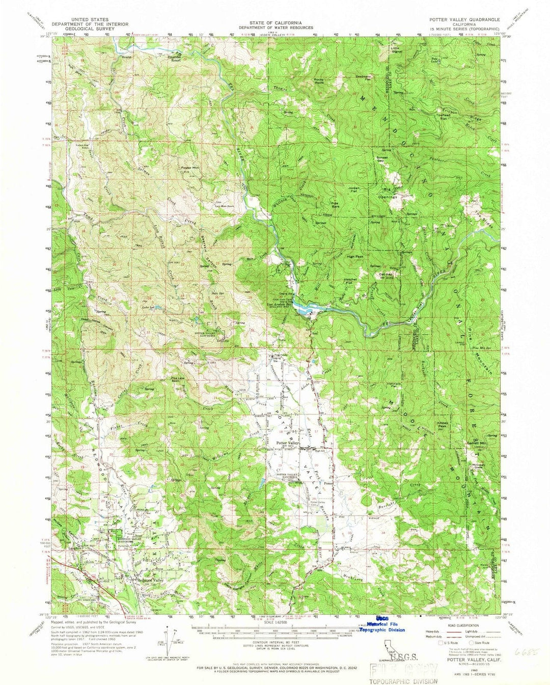 1960 Potter Valley, CA - California - USGS Topographic Map