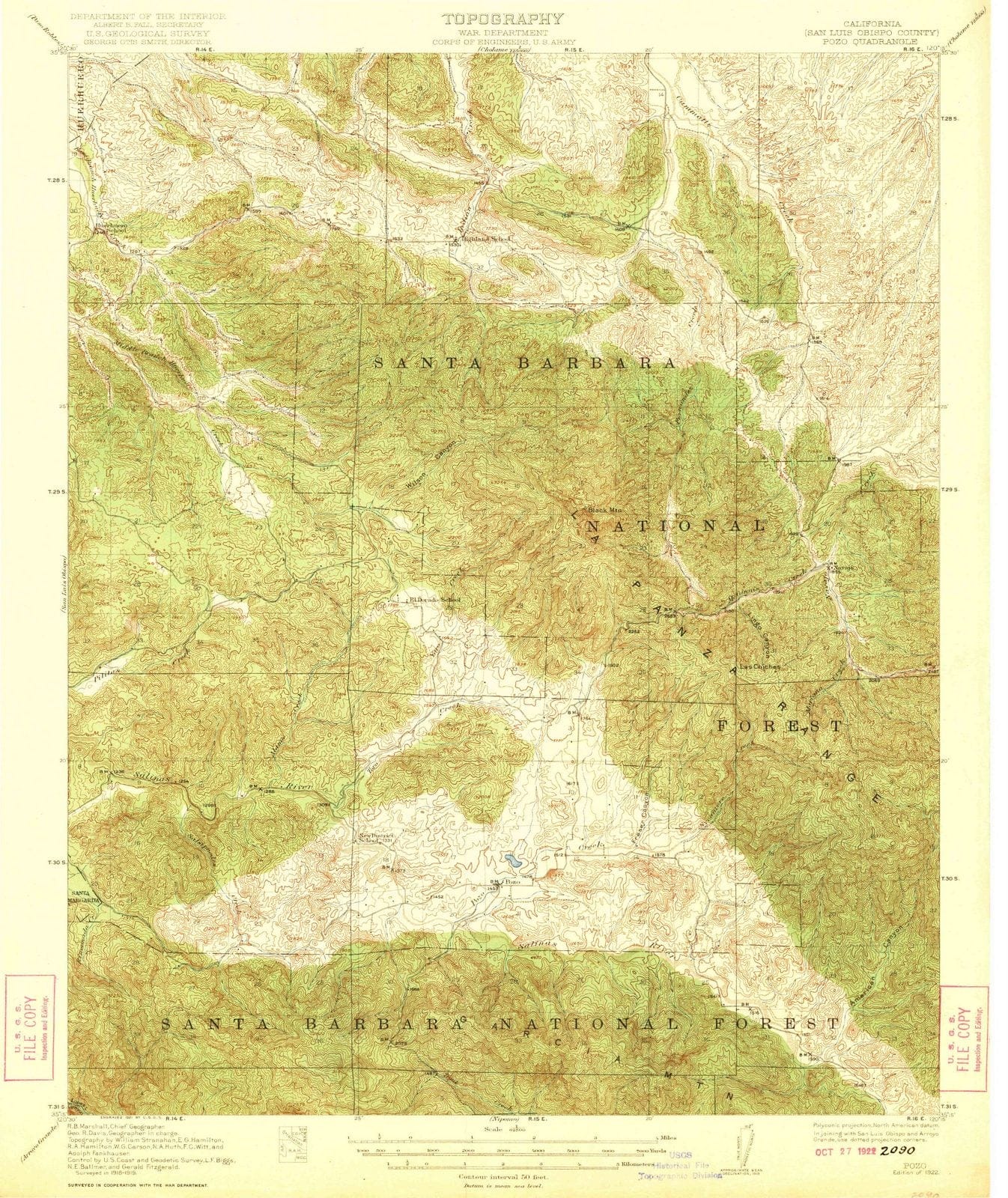 1922 Pozo, CA - California - USGS Topographic Map