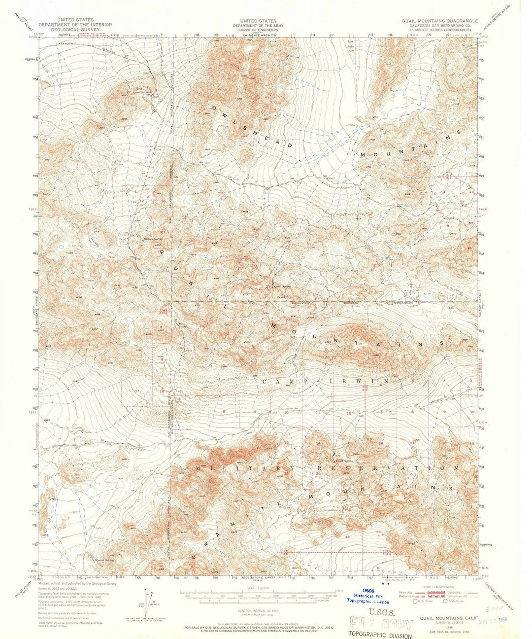 1948 Quail Mountains, CA - California - USGS Topographic Map