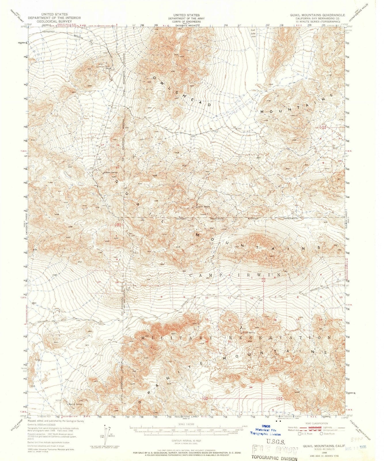 1948 Quail Mountains, CA - California - USGS Topographic Map