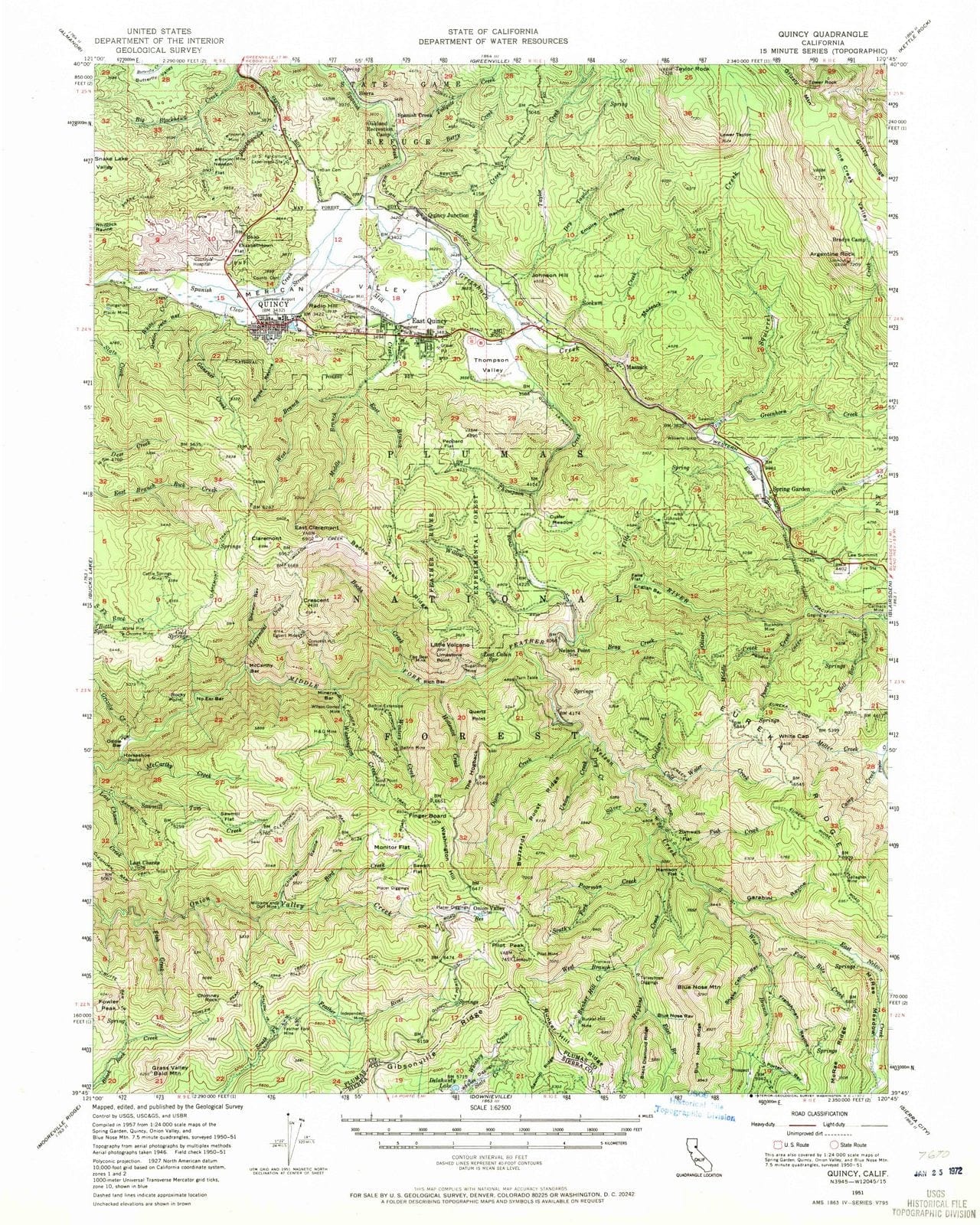 1951 Quincy, CA - California - USGS Topographic Map