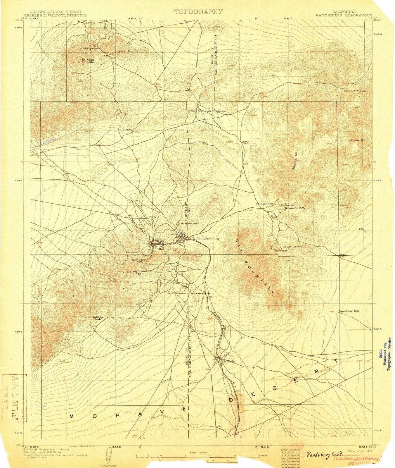 1903 Randsburg, CA - California - USGS Topographic Map