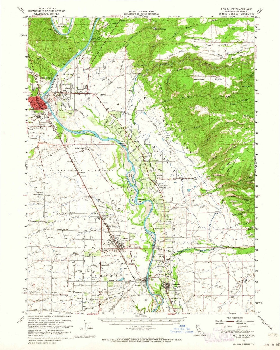 1952 Red Bluff, CA - California - USGS Topographic Map