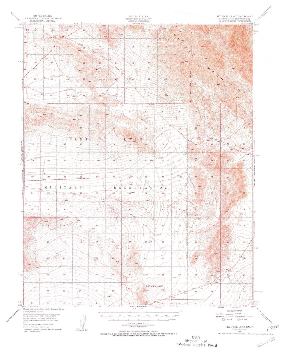 1948 Red Pass Lake, CA - California - USGS Topographic Map