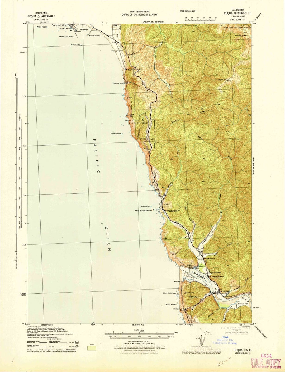 1945 Requa, CA - California - USGS Topographic Map