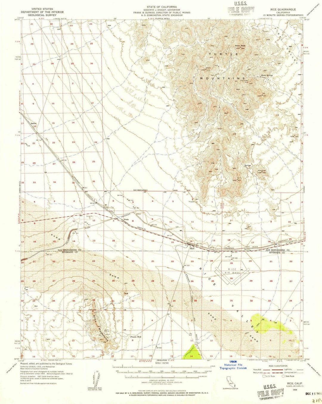 1954 Rice, CA - California - USGS Topographic Map
