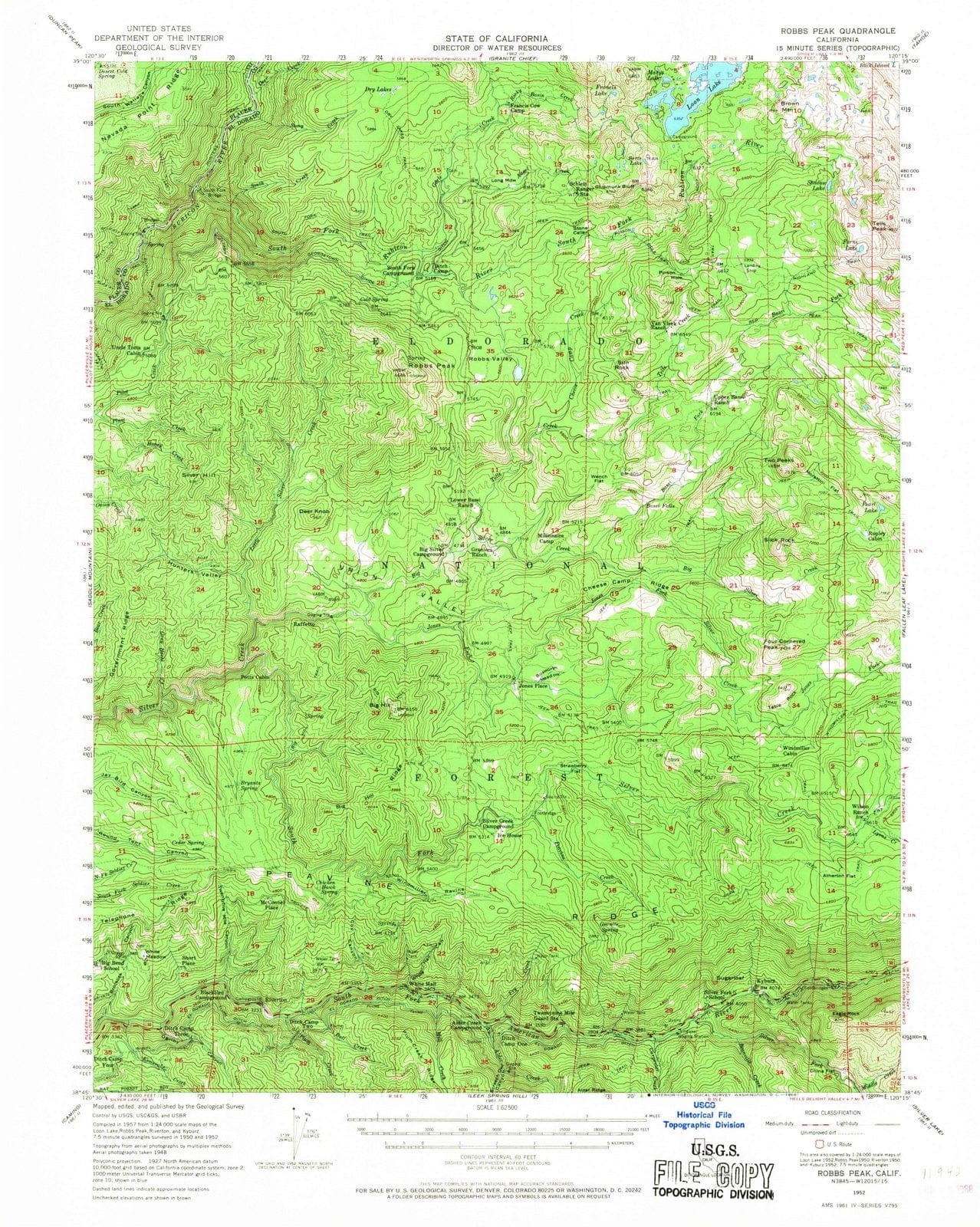 1952 Robbs Peak, CA - California - USGS Topographic Map