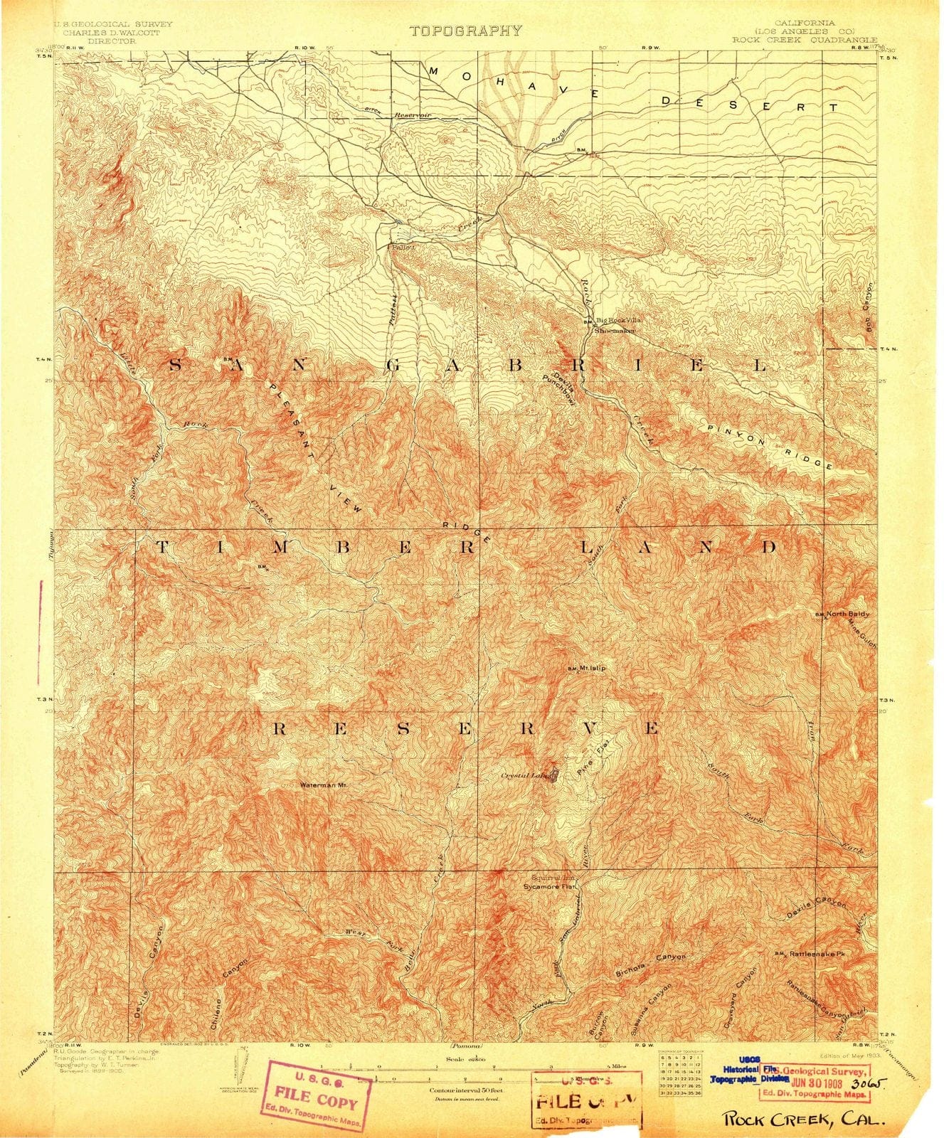 1903 Rock Creek, CA - California - USGS Topographic Map