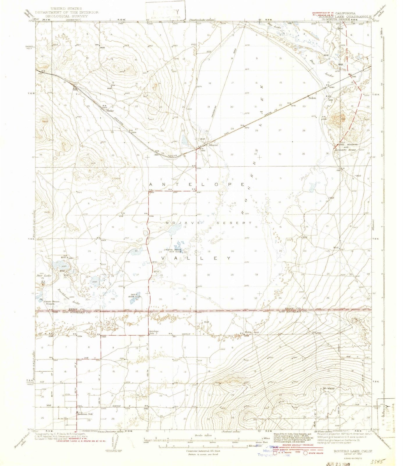 1942 Rogers Lake, CA - California - USGS Topographic Map