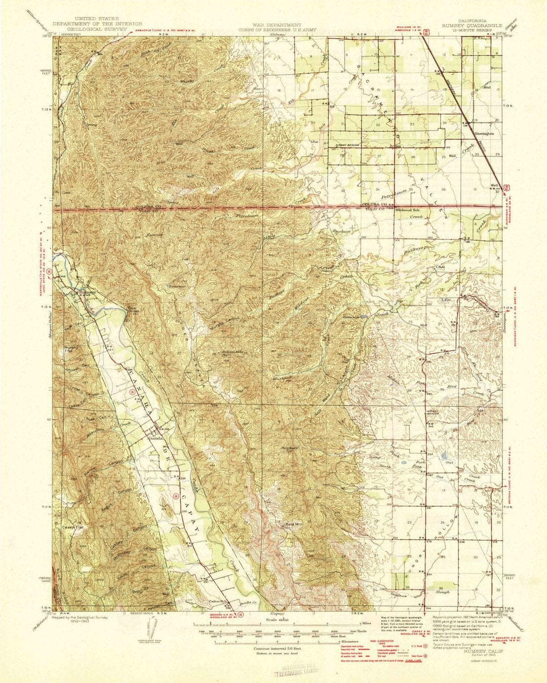 1945 Rumsey, CA - California - USGS Topographic Map