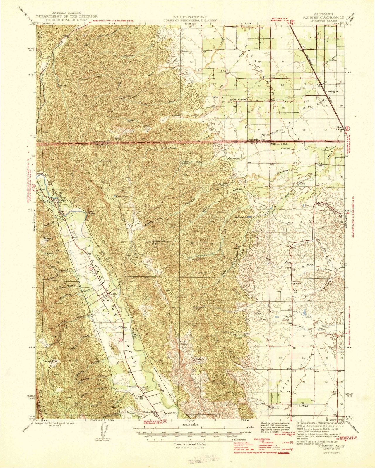 1945 Rumsey, CA - California - USGS Topographic Map