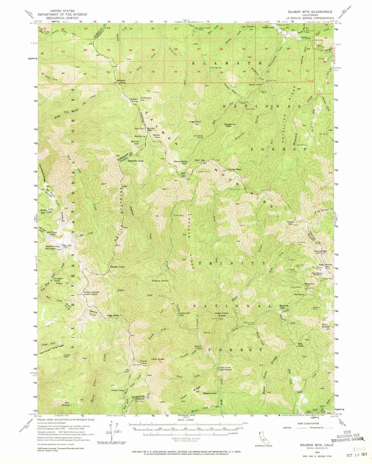 1955 Salmon MTN, CA - California - USGS Topographic Map