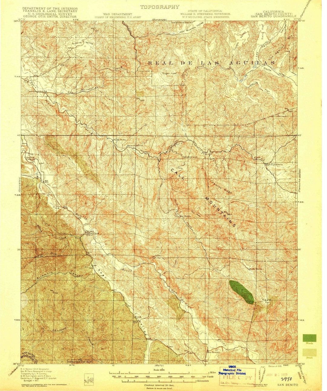 1919 San Benito, CA - California - USGS Topographic Map