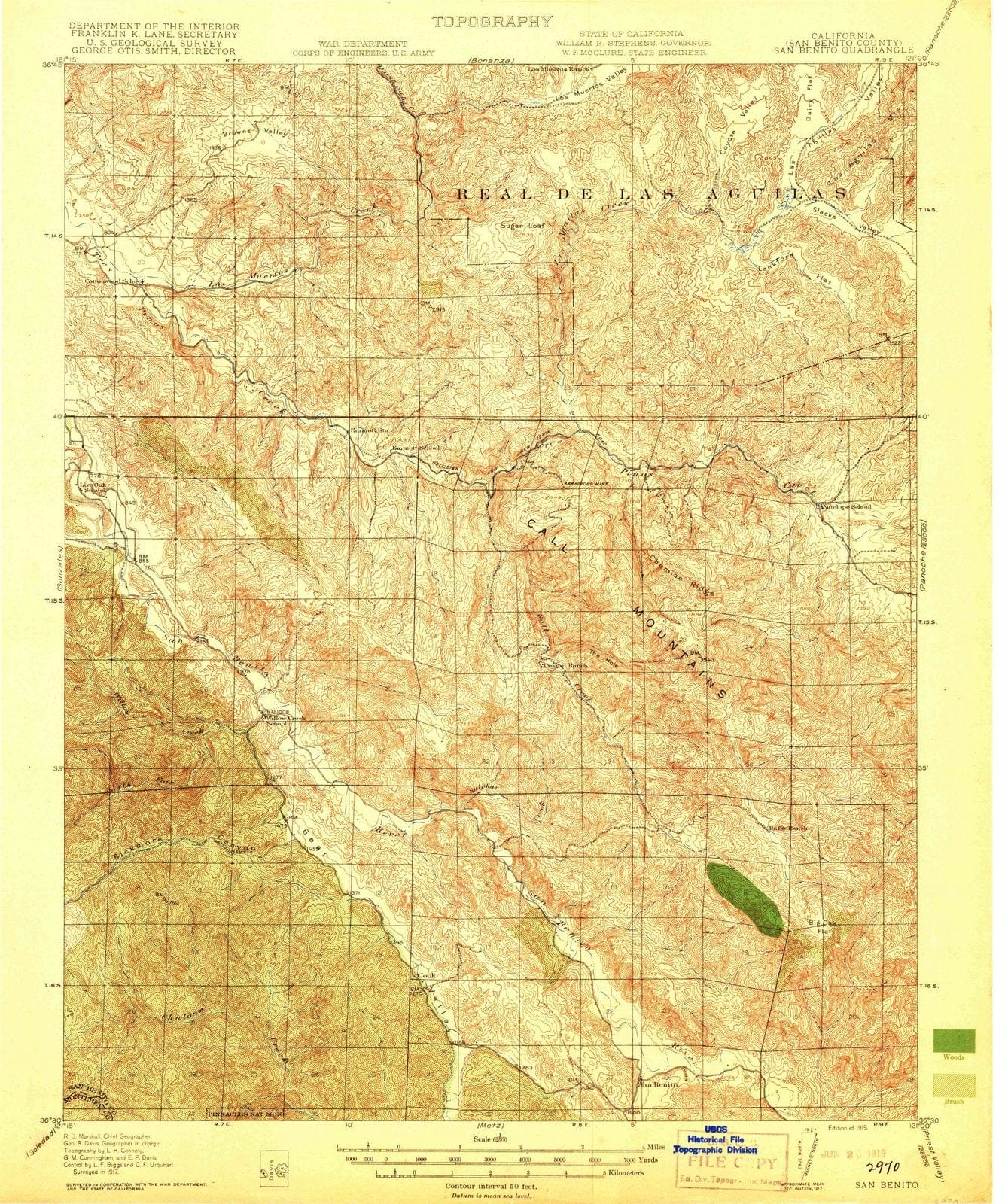 1919 San Benito, CA - California - USGS Topographic Map