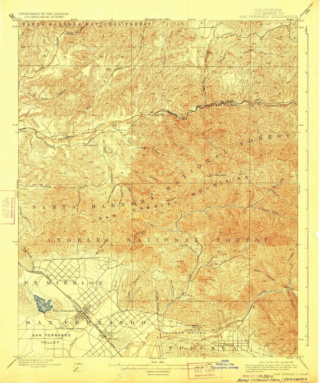 1900 San Fernando, CA - California - USGS Topographic Map