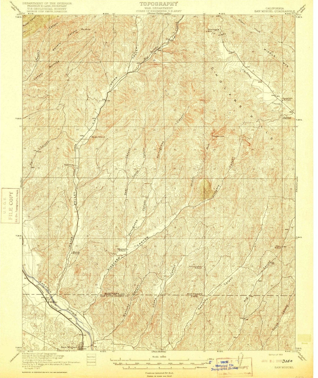 1919 San Miguel, CA - California - USGS Topographic Map