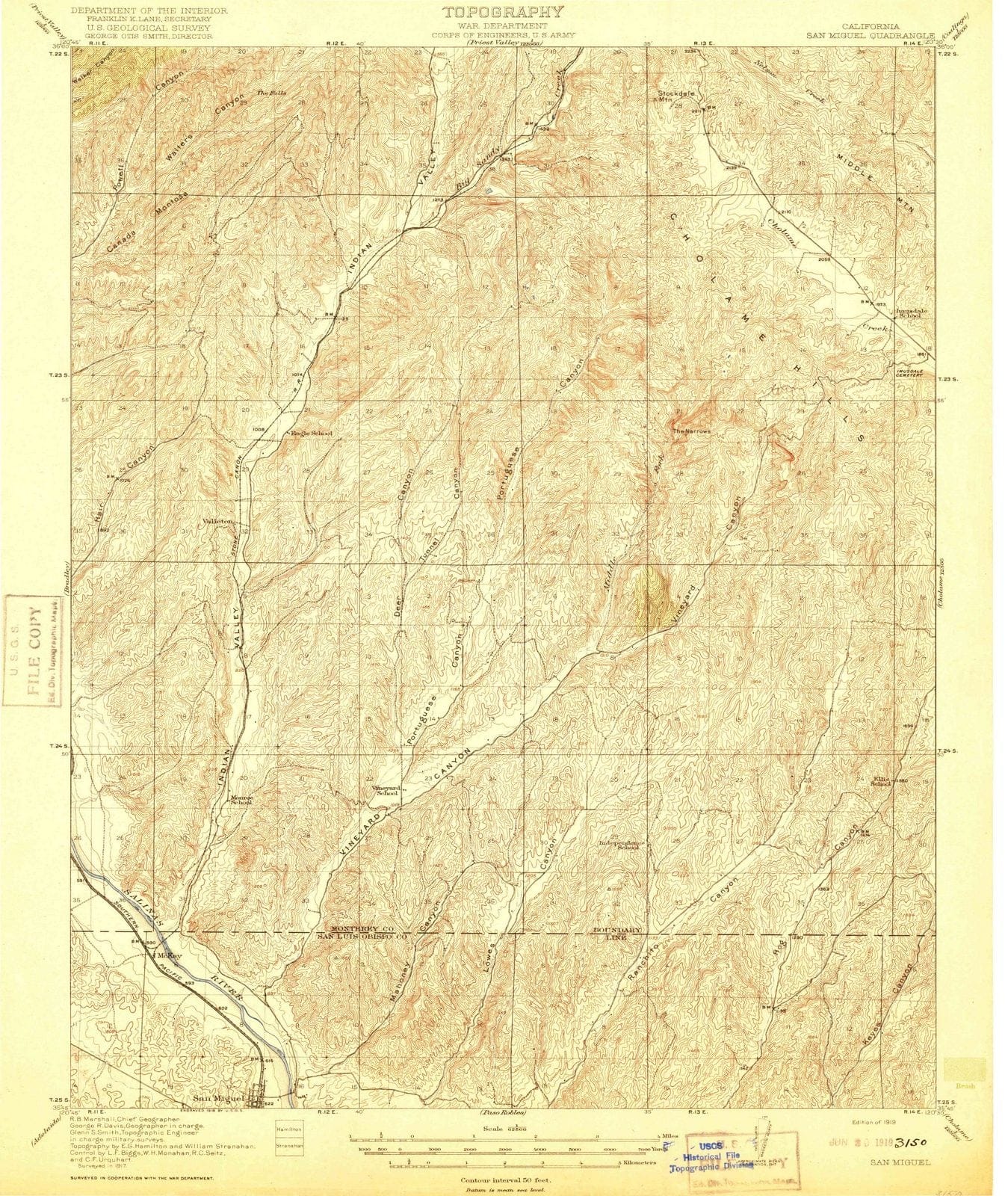 1919 San Miguel, CA - California - USGS Topographic Map