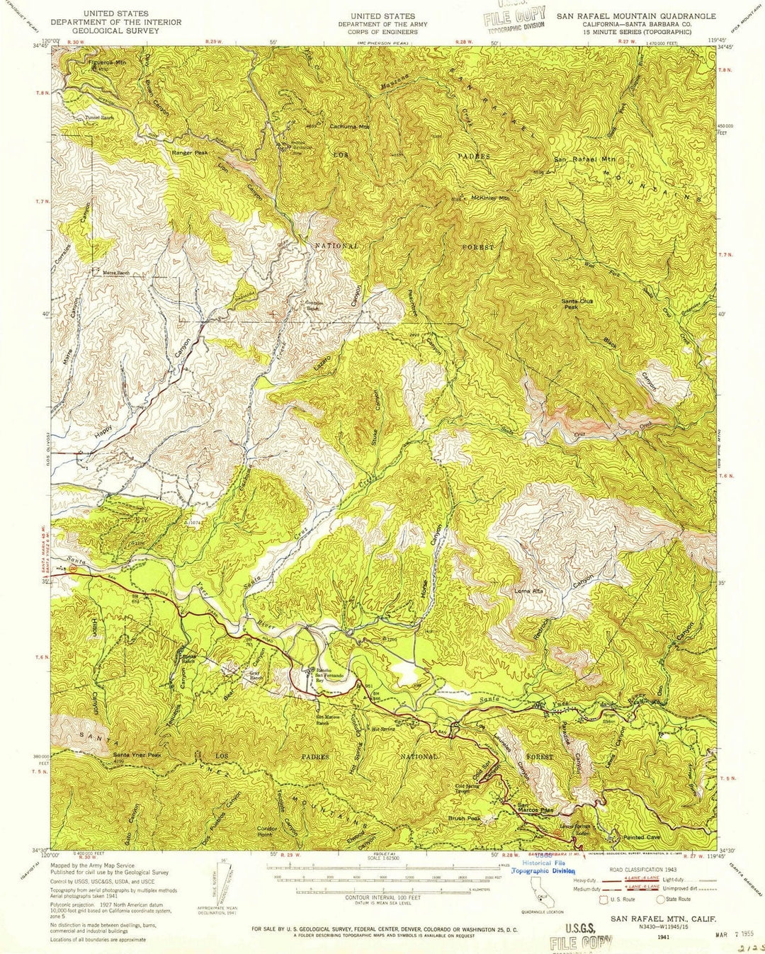1941 San Rafael MTN, CA - California - USGS Topographic Map