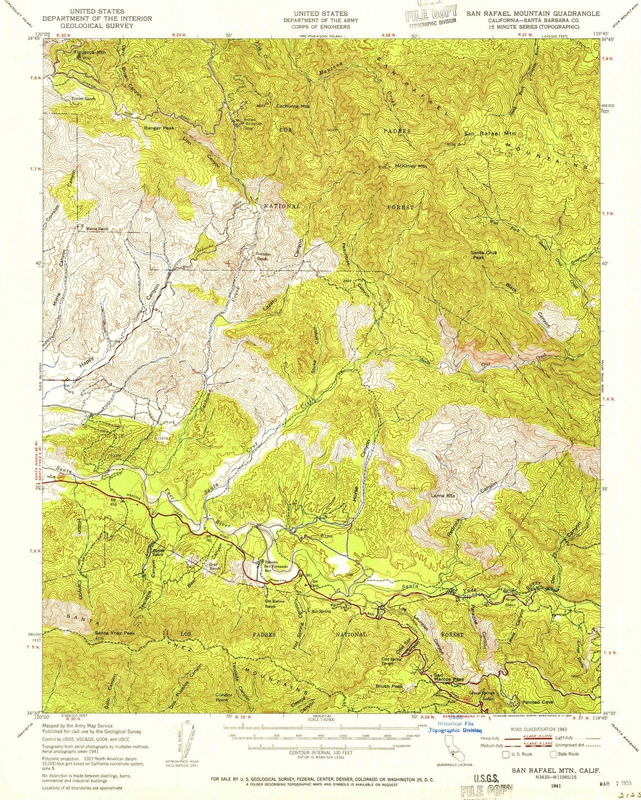 1941 San Rafael MTN, CA - California - USGS Topographic Map