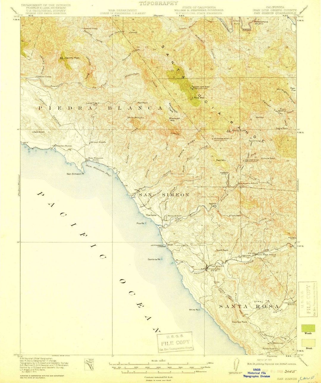 1919 San Simeon, CA - California - USGS Topographic Map